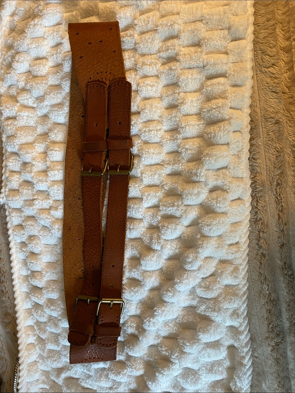 1 Wide Brown Double-Strap Leather Belt with Buckles and 2 thinner belts